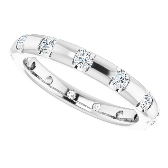 0.45 ct. Round Diamond Eternity Band Half Bezel Ring-VIRABYANI